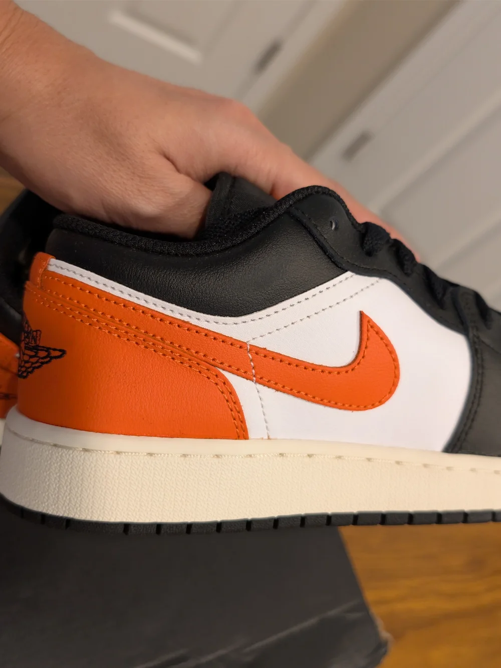 Nike Kids' Air Jordan 1 Low - White/Black/Orange Size 5.5y Or 7 Women